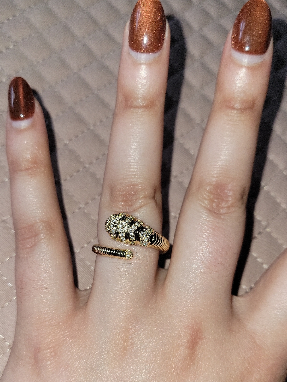 Pretty Bird Gold Plated Adjustable Snake Wrap Ring